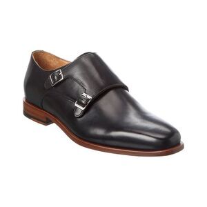 Curatore Double Monk Leather Loafer, Black